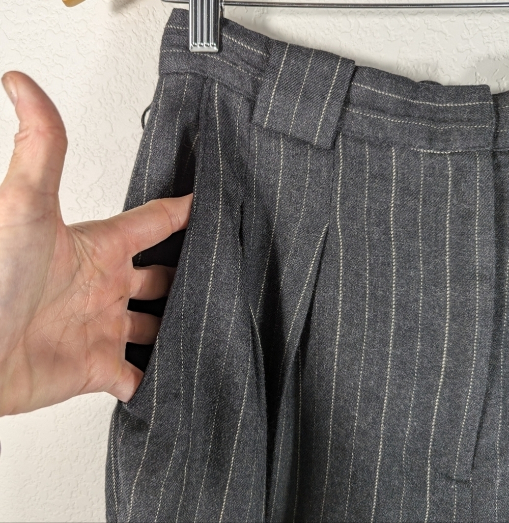 Vintage 80s 90s Valerie Stevens 100% Wool Pinstripe Pleated Pants Sz 6 - Picture 11 of 13